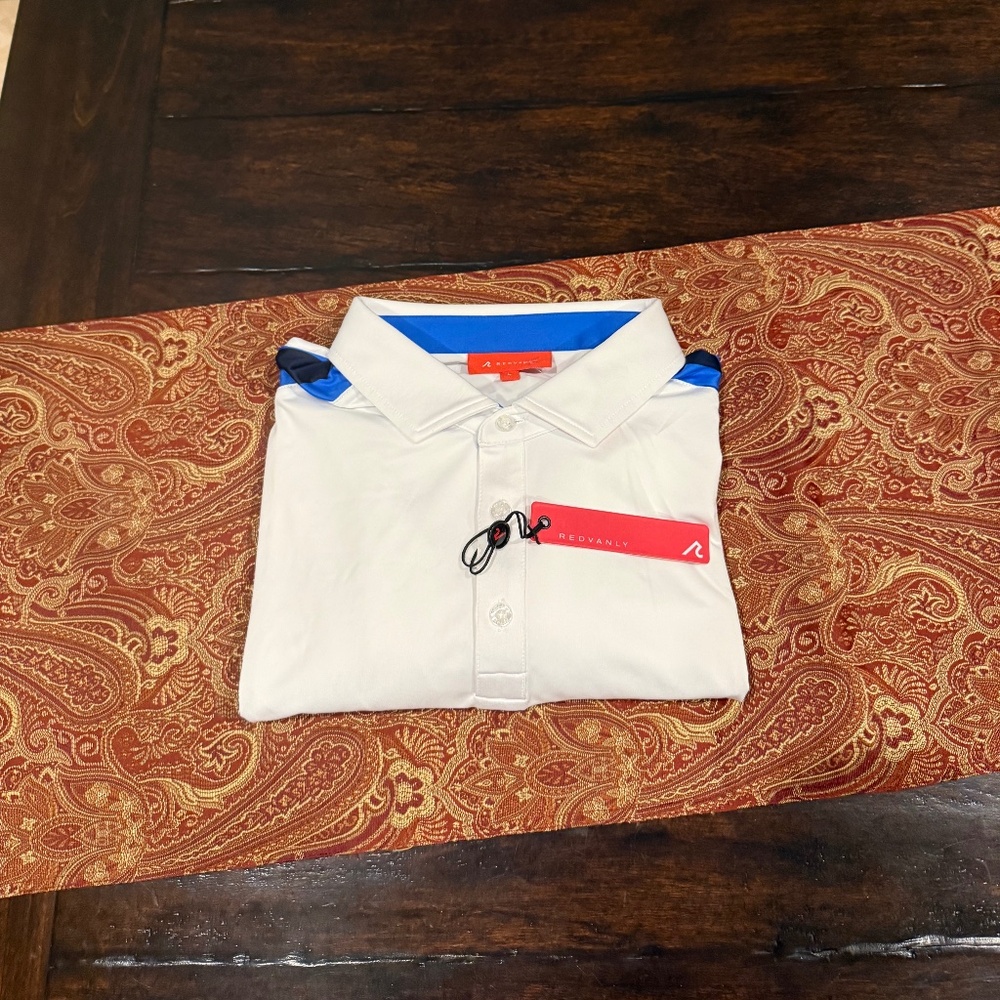 Redvanly Men’s Large Sevigne Bright White Performance Polo MSRP $110
